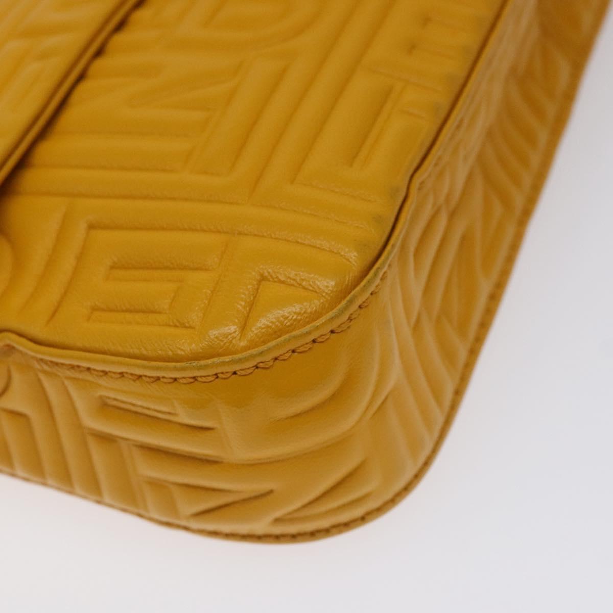 Fendi Mamma Baguette Shoulder Bag Canvas, YELLOW, LEATHER, Shoulder bag