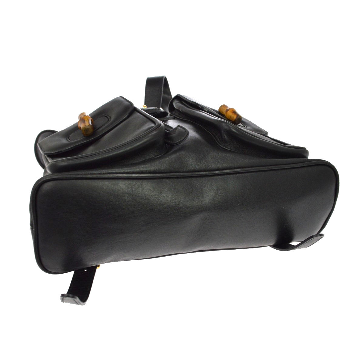 Gucci Vintage Bamboo Leather, Black, Leather, Backpack