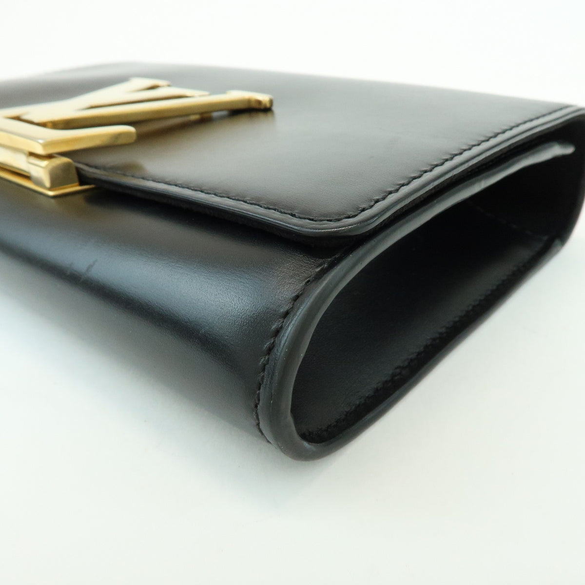 Louis Vuitton Chain Louise Clutch Leather, Black, Leather, Clutch