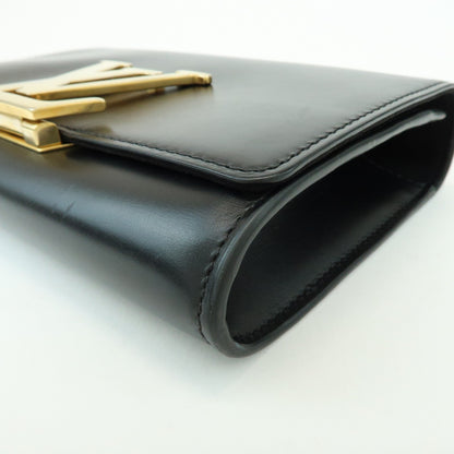 Louis Vuitton Chain Louise Clutch Leather, Black, Leather, Clutch