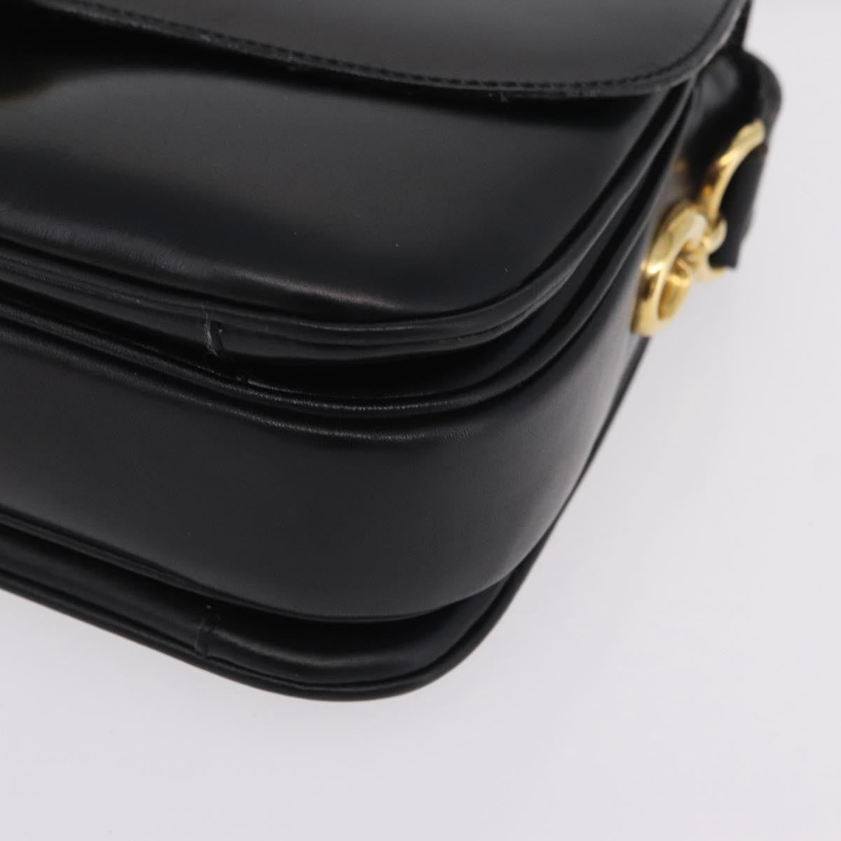 Celine Flap Shoulder Leather, Black, Leather, Shoulder Bag