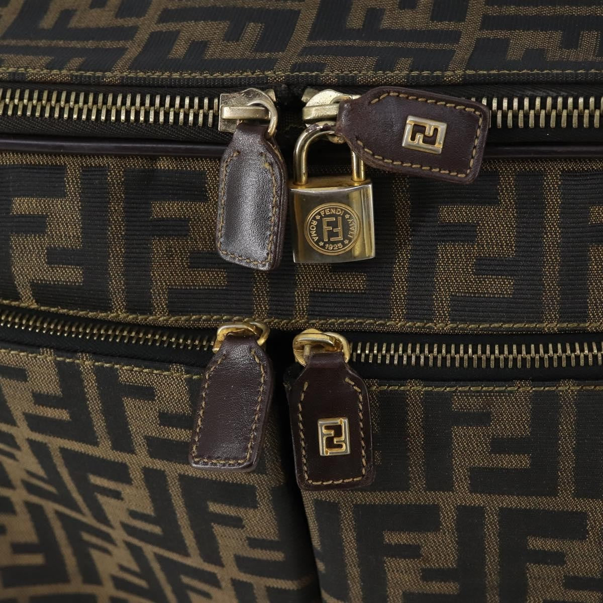 Fendi Vintage Rolling Suitcase Zucca Canvas, Brown, Canvas, Travel Bag