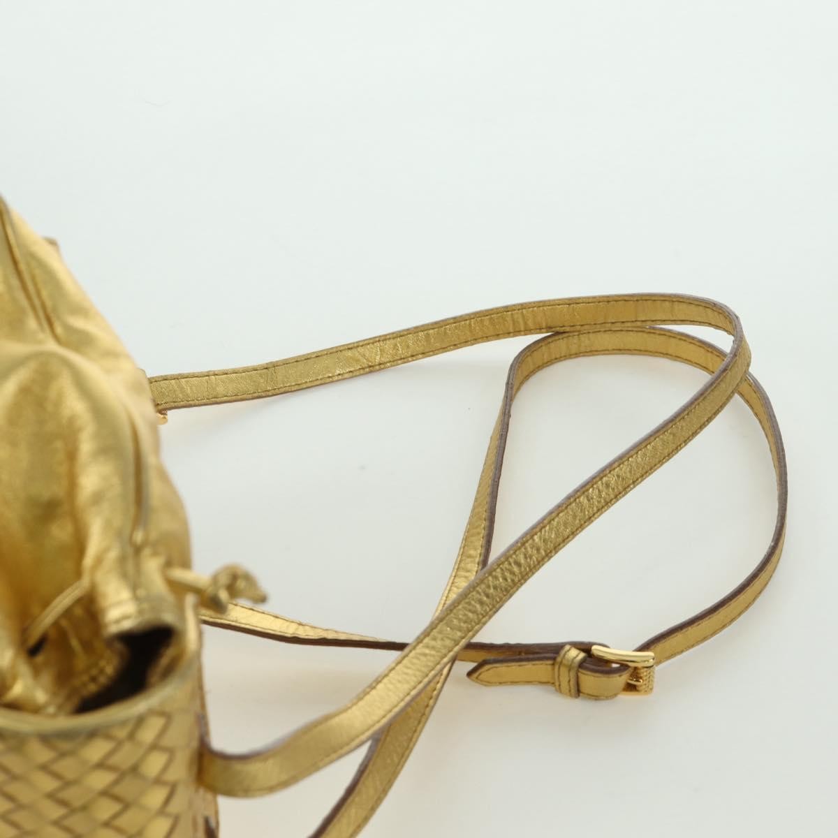 Bottega Veneta Backpack Leather with Intrecciato, Gold, Leather, Backpack