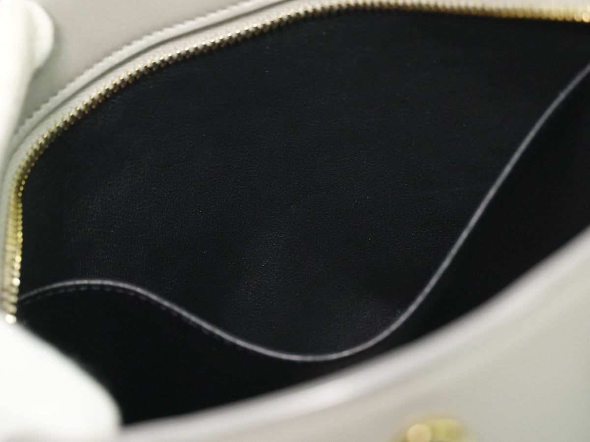 Saint Laurent Monogram Cabas Leather, Gray, Leather, Tote Bag