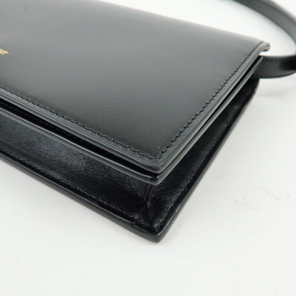 Saint Laurent Paris Chain Leather, Black, Leather, Crossbody Bag