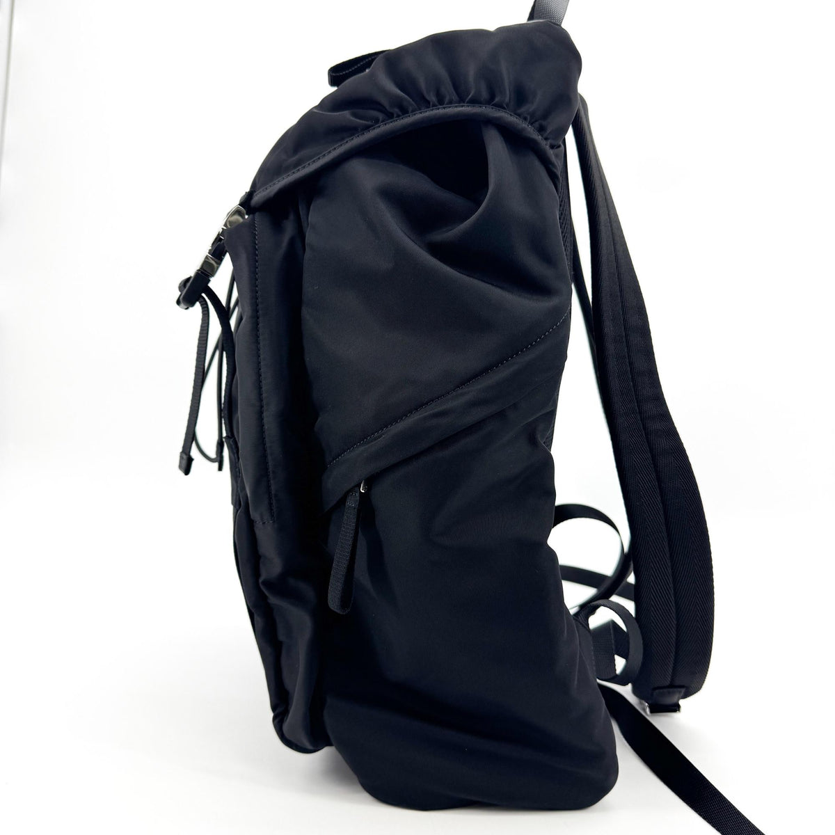 Prada Double Buckle Tessuto, Black, Nylon, Backpack