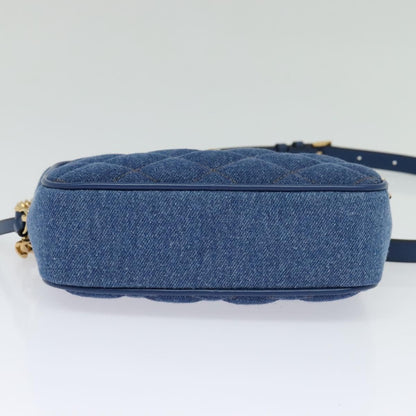 Versace Medusa Icon Front Slip Pocket Camera Quilted Denim, Blue, Canvas, Shoulder Bag