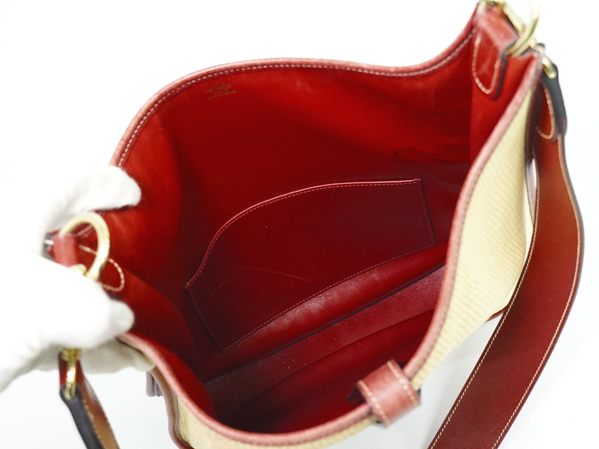 Hermes Evelyne Bag Gen I Panama, Beige, Leather, Handbag
