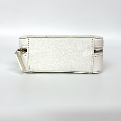 Chanel Square CC Chain Camera Quilted Caviar, White, Leather, Shoulder Bag