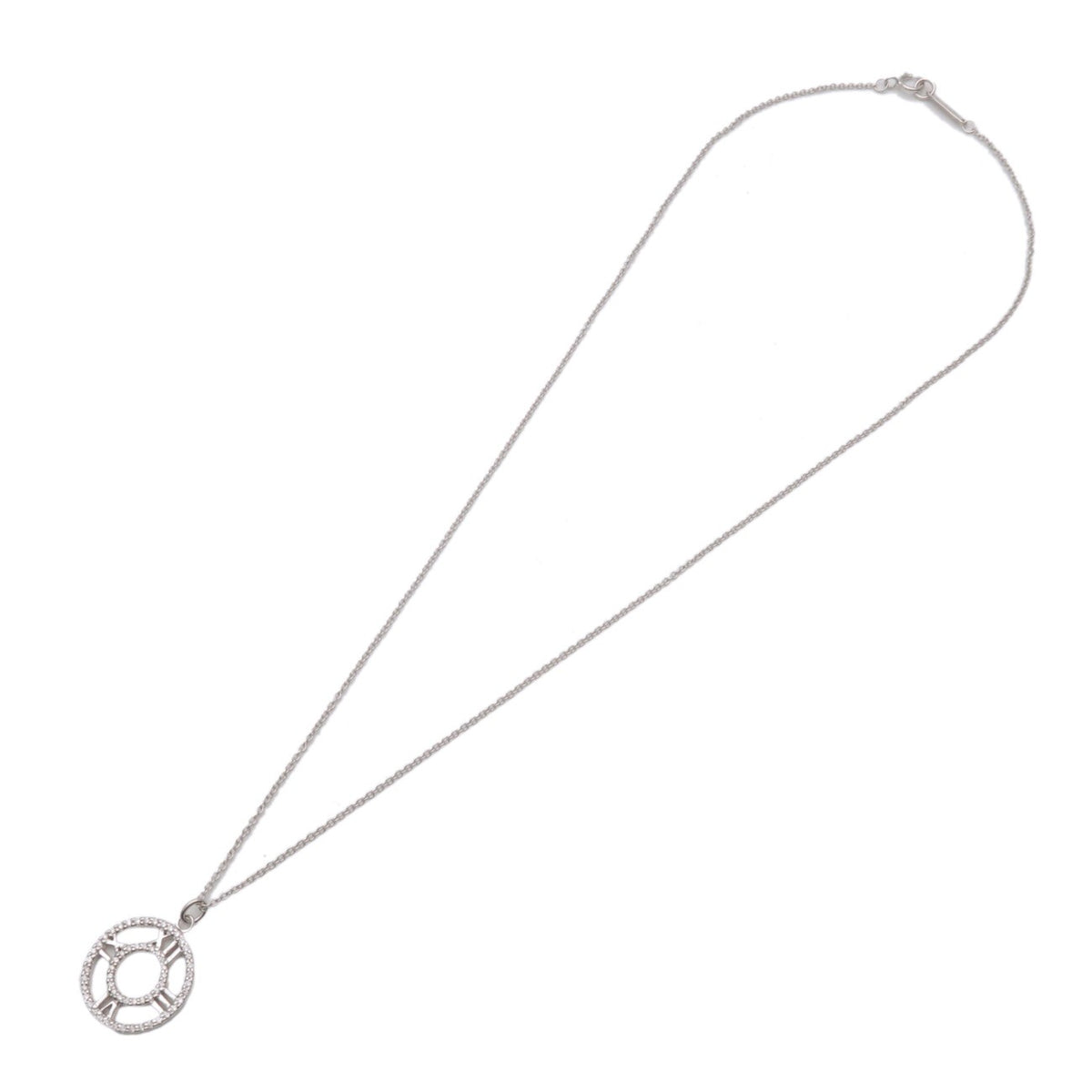 Tiffany & Co. Atlas Circle Pendant 18K White Gold with Diamonds, Silver, White Gold, Necklace