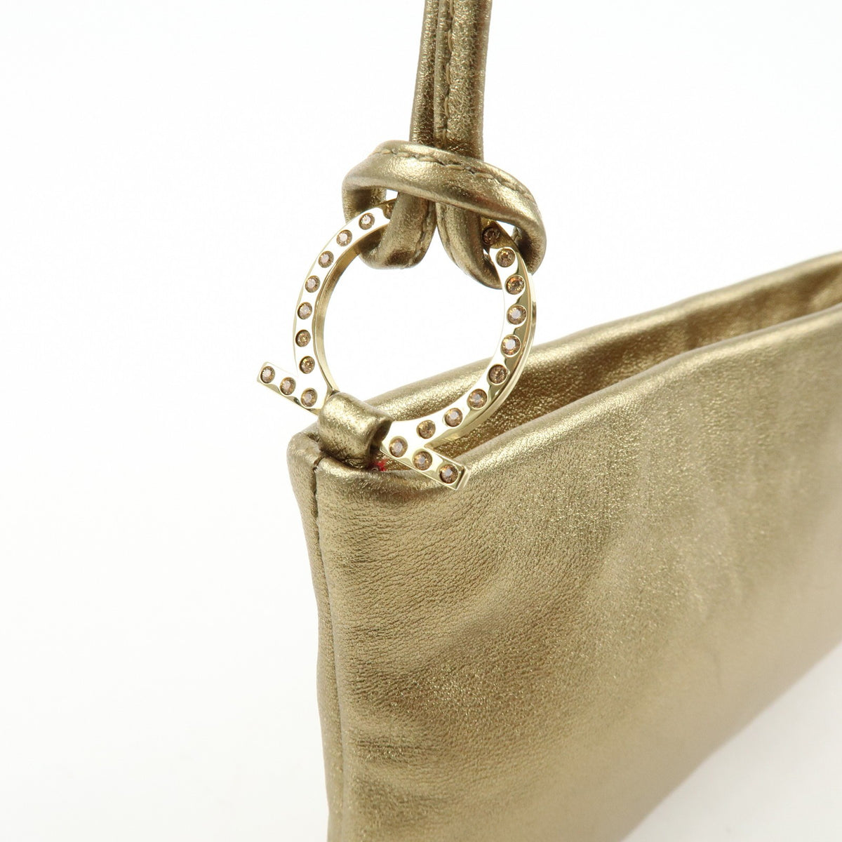 Salvatore Ferragamo Gancini Leather, Gold, Leather, Crossbody Bag