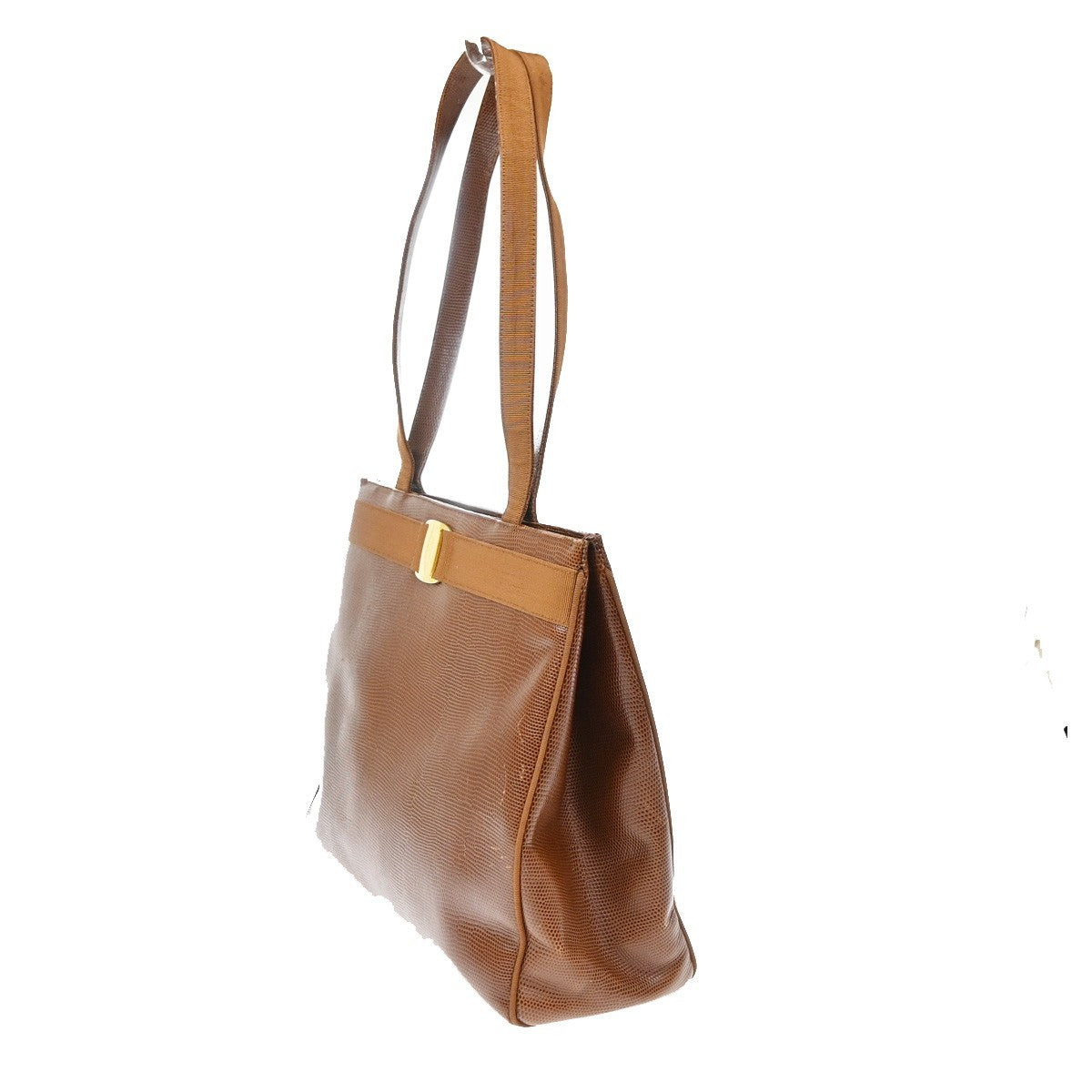 Salvatore Ferragamo Vala tote Embossed Leather, Brown, Leather, Tote Bag