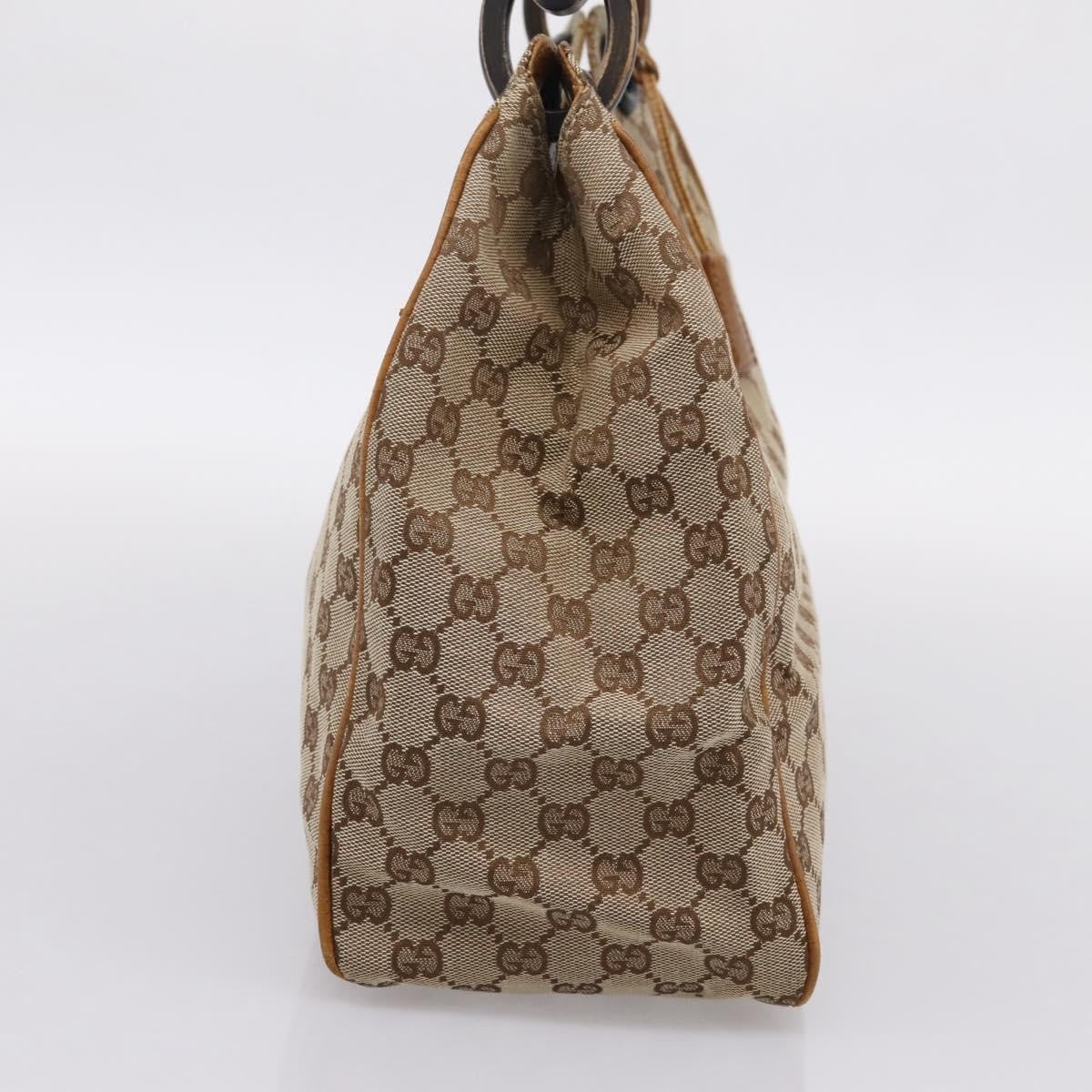 Gucci Vintage Bamboo Handle GG Canvas, Beige, Canvas, Tote Bag