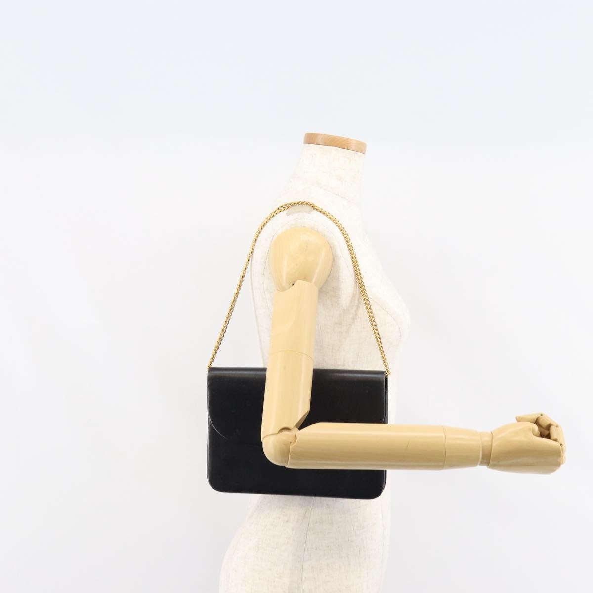 Christian Dior Vintage Chain Flap Leather, Black, Leather, Shoulder Bag