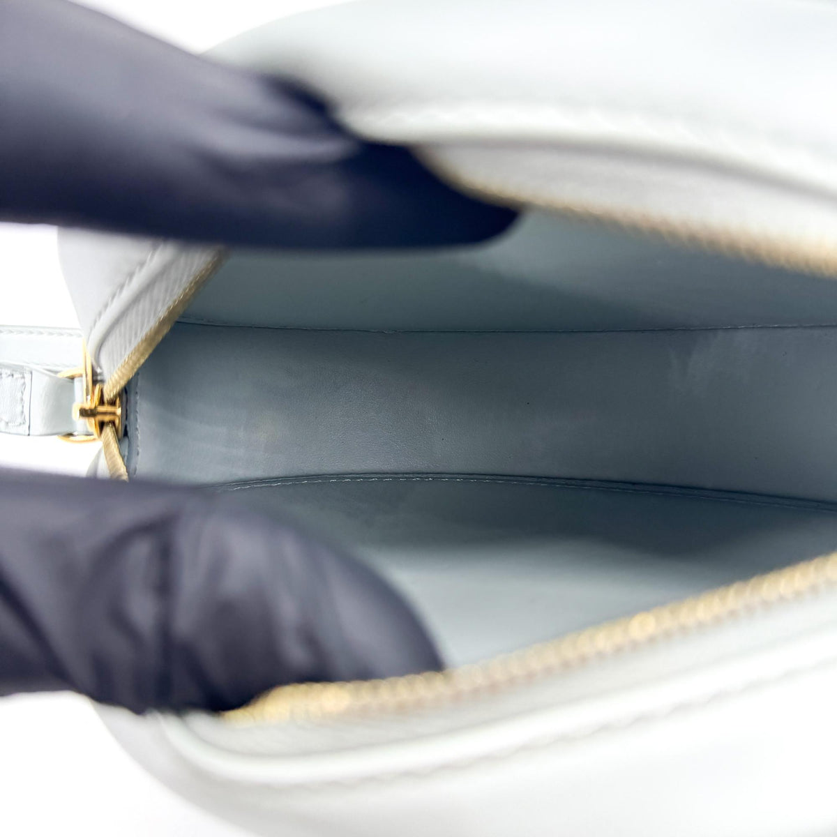 Celine Triomphe Oval Leather, Blue, Leather, Crossbody Bag