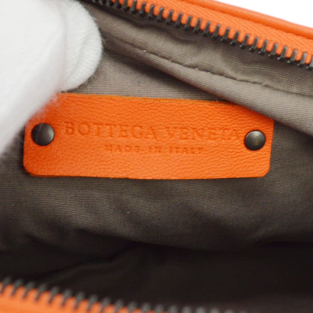 Bottega Veneta Zip Intrecciato Nappa, Orange, Leather, Crossbody Bag