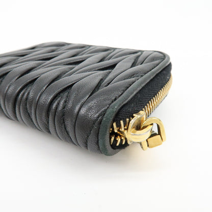 Miu Miu Zip Around Matelasse Leather, Black, Leather, Wallet