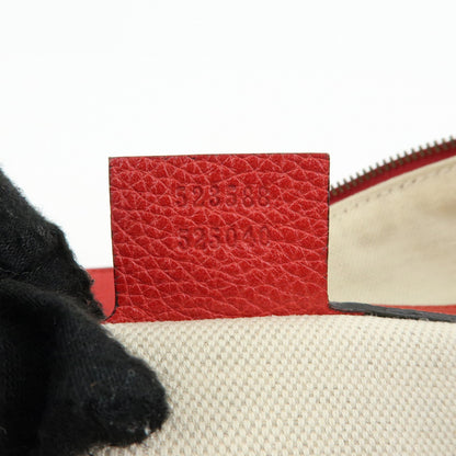 Gucci Logo Half-Moon Hobo Printed Leather, Red, Leather, Shoulder Bag