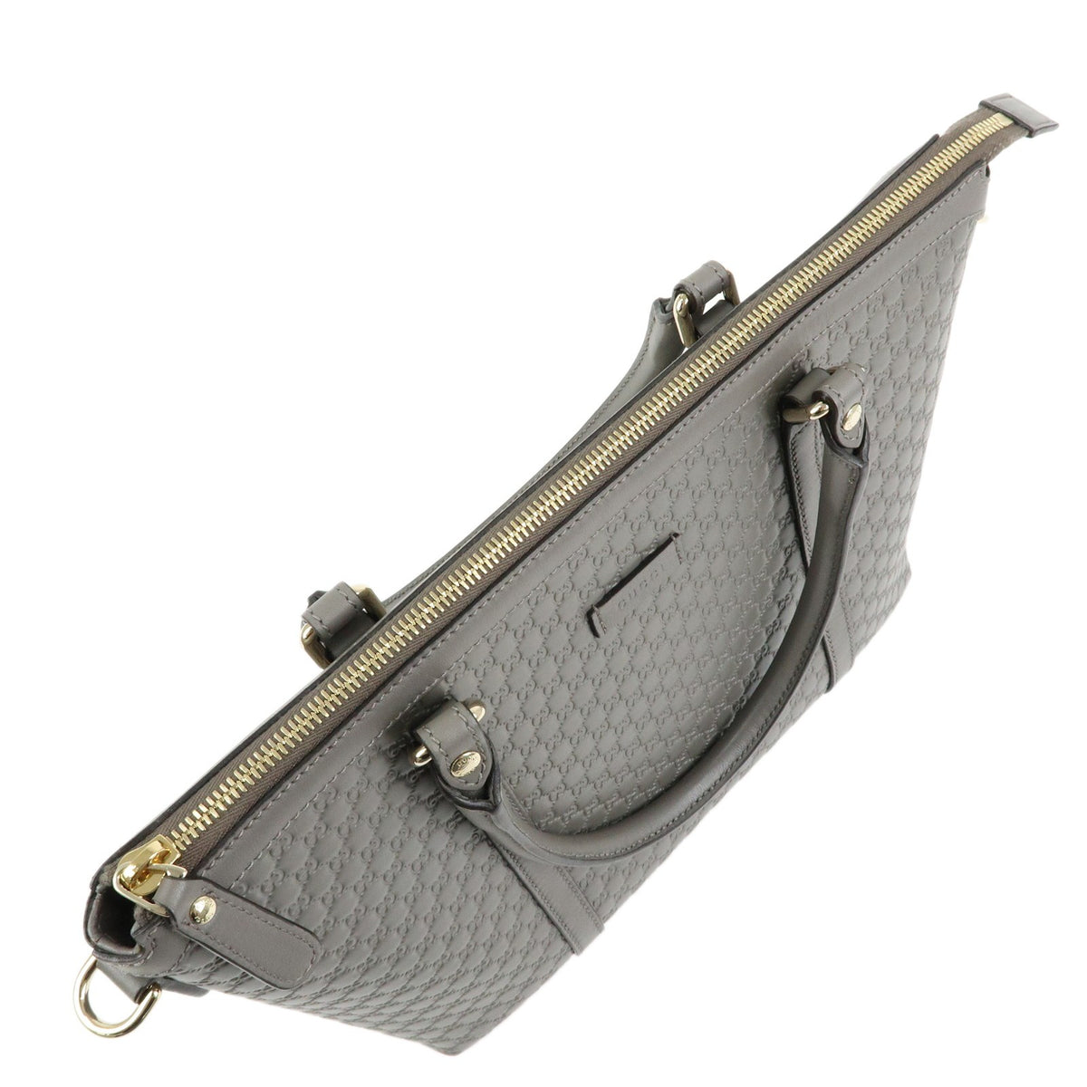 Gucci Margaux Microguccissima Leather, Gray, Leather, Tote Bag