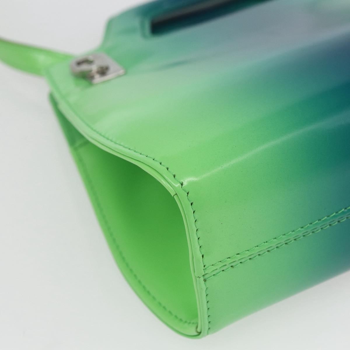 Salvatore Ferragamo Wanda Top Handle Shoulder Gradient Leather, Green, Patent Leather, Handbag
