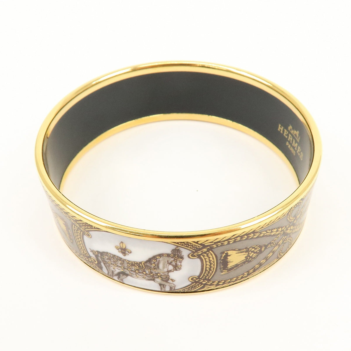 Hermes Bangle Printed Enamel, Multicolour, Gold Plated, Bracelet