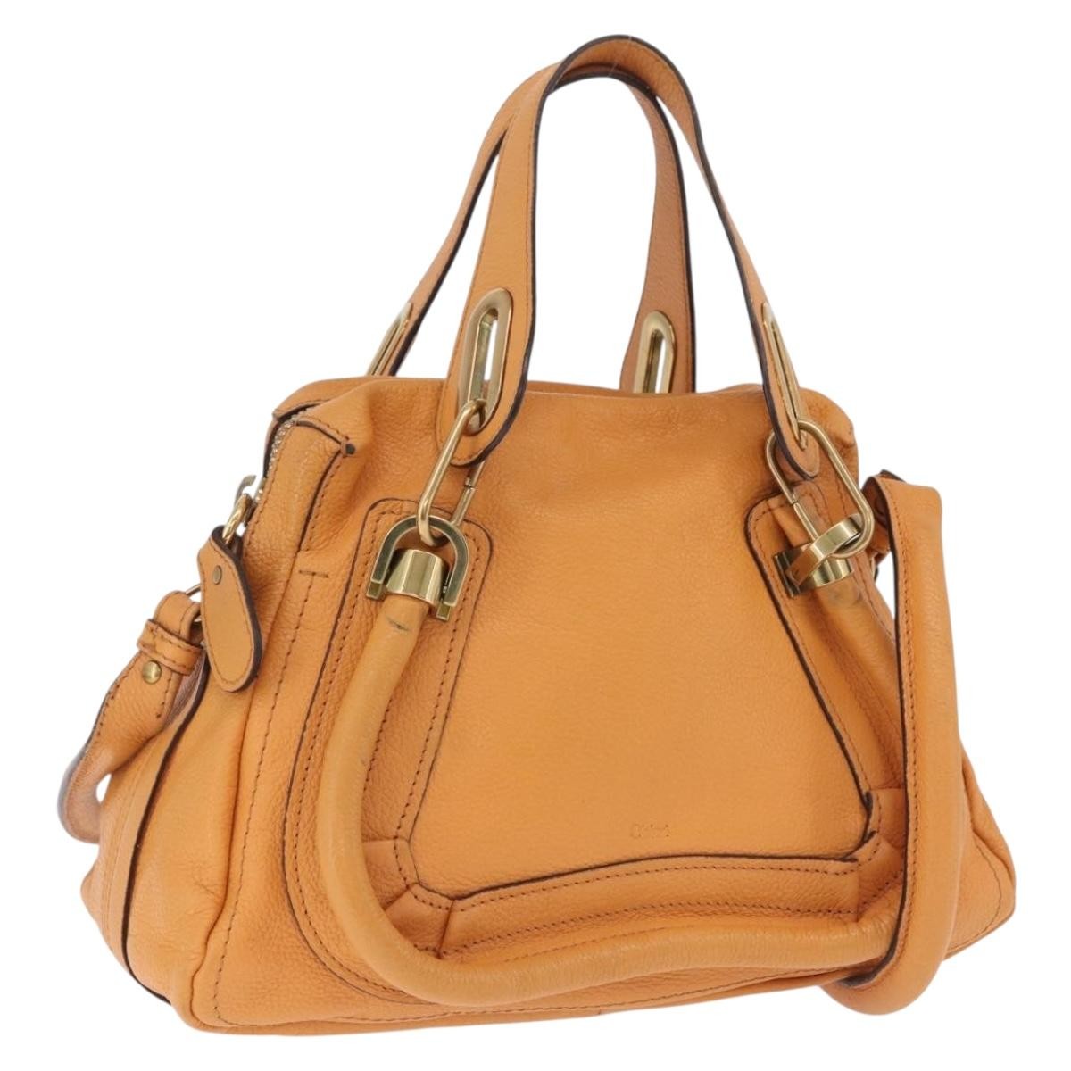 Chloe Paraty Top Handle Leather, Orange, Leather, Handbag