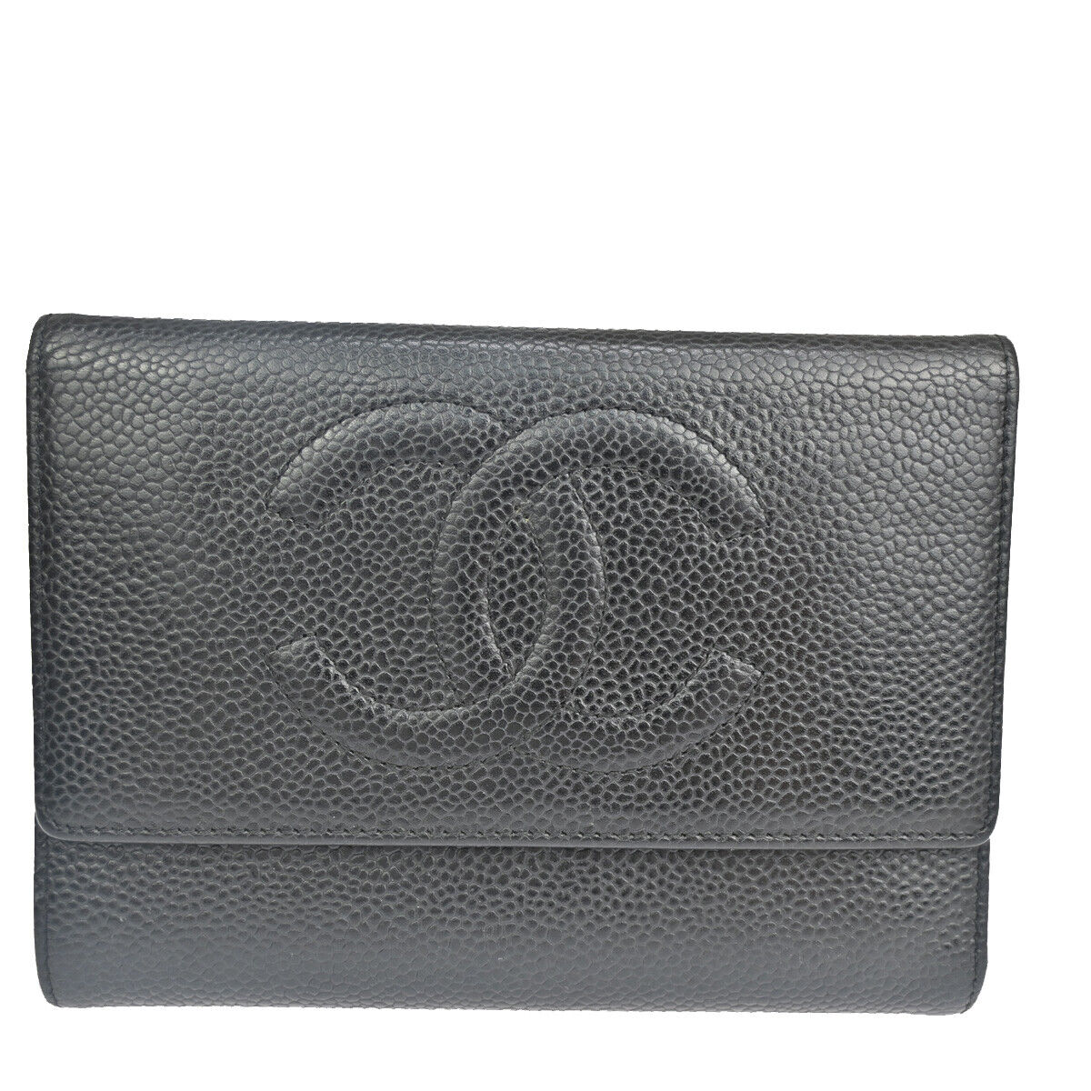 Chanel Logo CC, Black, Leather, wallet