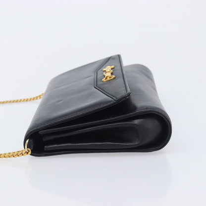 Celine Shoulder Leather, Black, Leather, Shoulder Bag