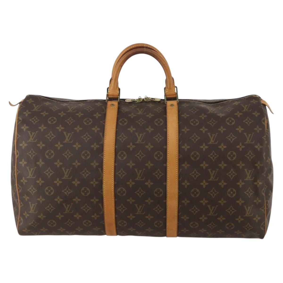 Louis Vuitton Keepall Monogram, Brown, Canvas, Travel Bag