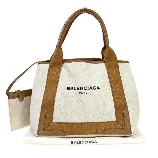 Balenciaga Navy Cabas, White, Canvas, tote