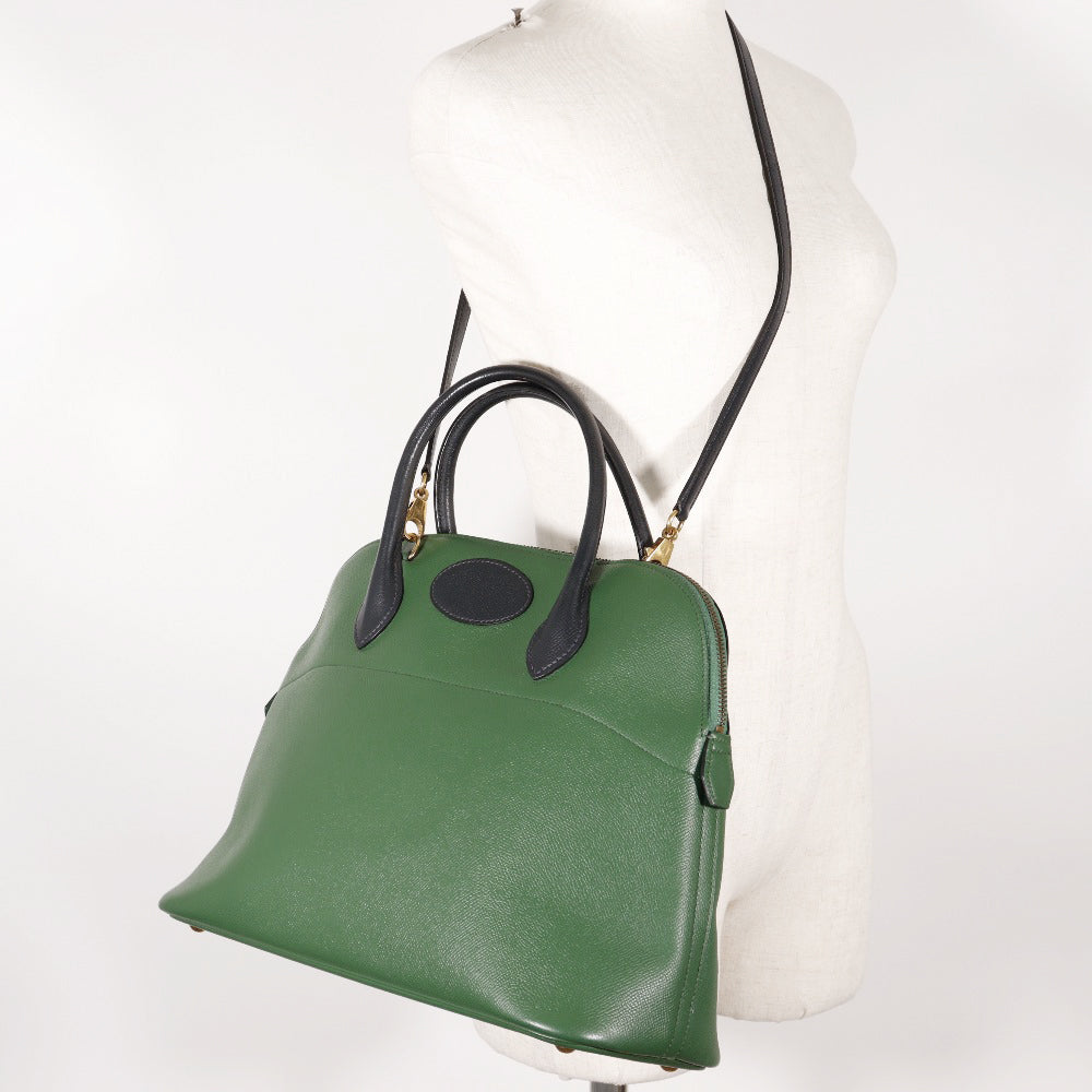 Hermès Bolide, Green, Leather, handbag
