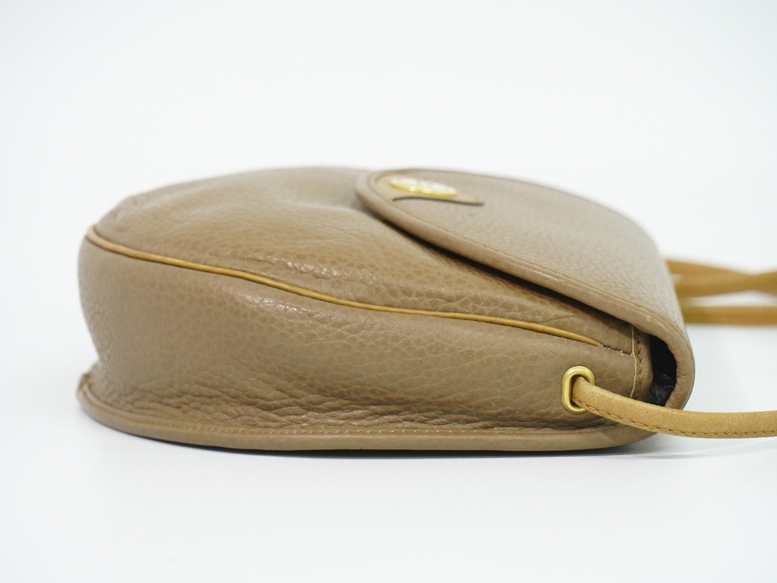 Christian Dior Vintage CD Flap Leather, Beige, Leather, Shoulder Bag