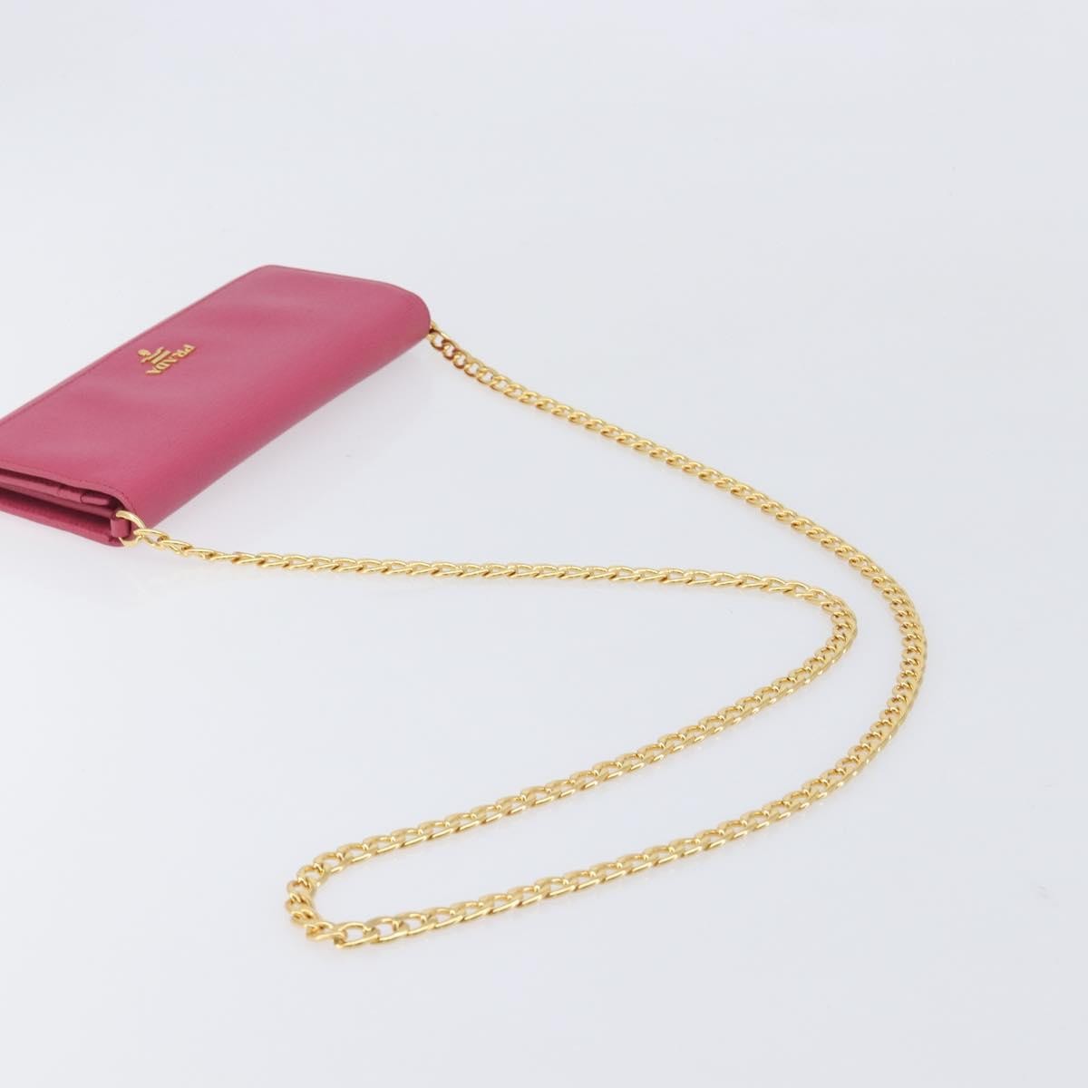 Prada Wallet on Chain Saffiano Leather, Pink, Leather, Crossbody Bag