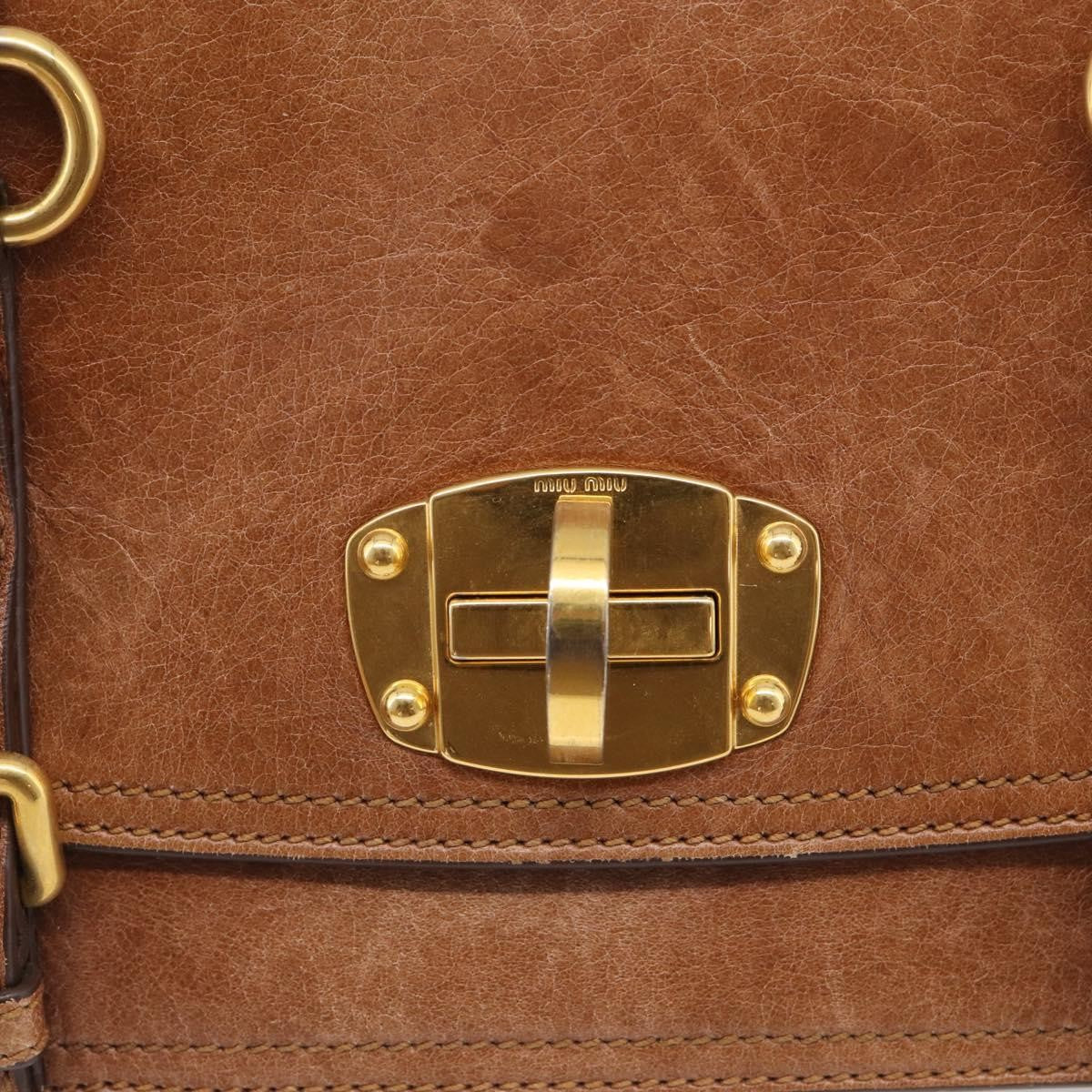 Miu Miu Shoulder Leather, Brown, Leather, Shoulder Bag