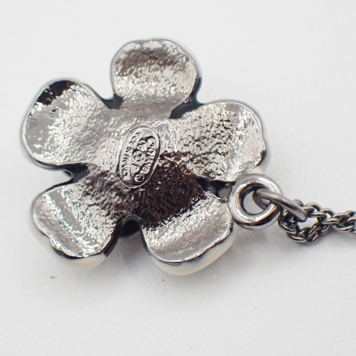 Chanel CC Flower Ladybug Silver Plated and Acrylic, Silver, Metal, Necklace
