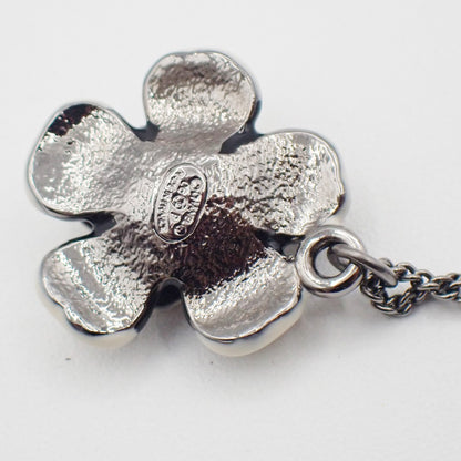 Chanel CC Flower Ladybug Silver Plated and Acrylic, Silver, Metal, Necklace