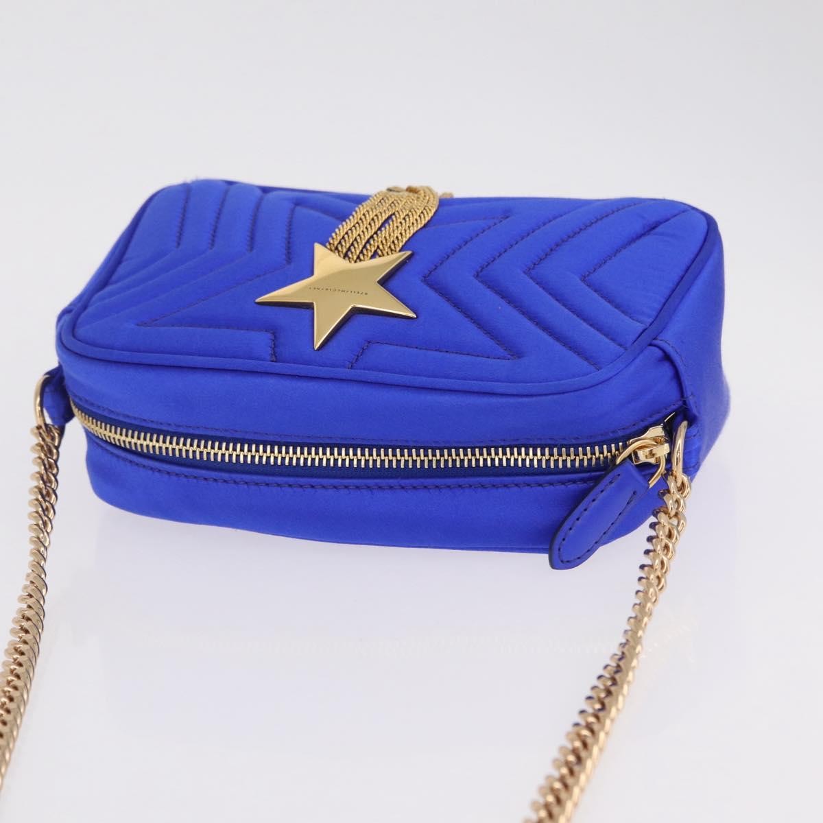 Stella McCartney Stella Star Camera Quilted Satin, Blue, Satin, Handbag
