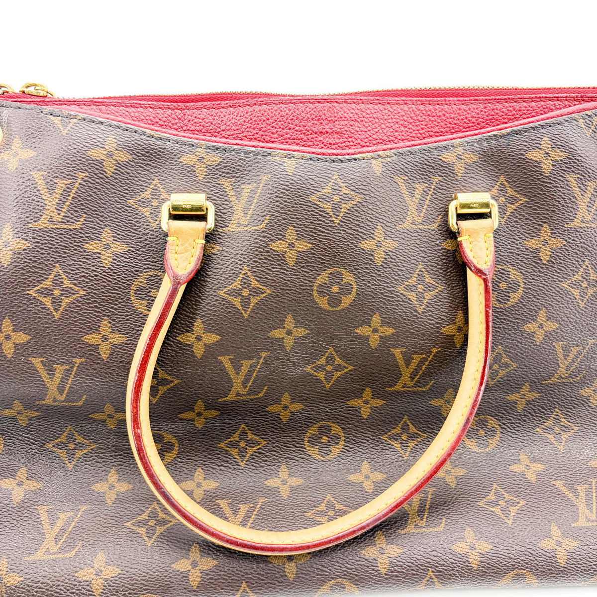 Louis Vuitton Pallas Monogram Canvas with Leather, Brown, Canvas, Tote Bag