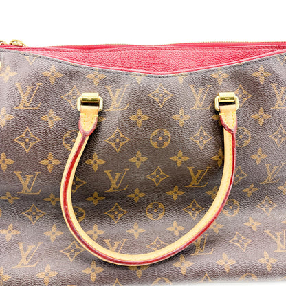Louis Vuitton Pallas Monogram Canvas with Leather, Brown, Canvas, Tote Bag