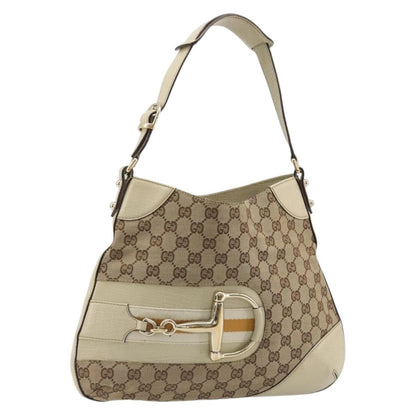 Gucci Hasler Hobo GG Canvas, Beige, Canvas, Shoulder Bag