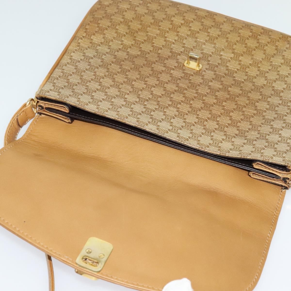 Celine Vintage Macadam Canvas and Leather, Beige, Canvas, Shoulder Bag