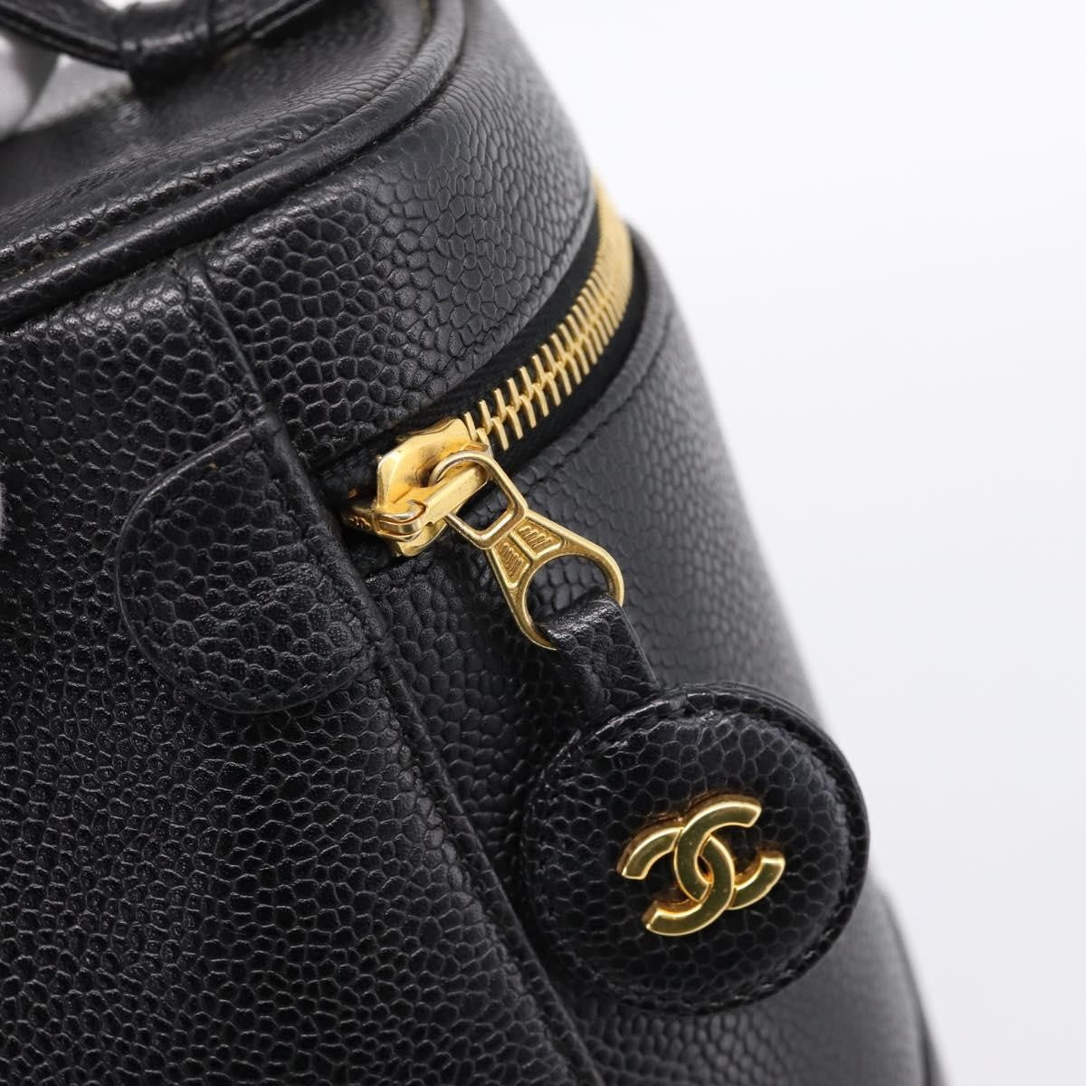 Chanel Vintage Timeless Cosmetic Case Caviar, Black, Leather, Handbag