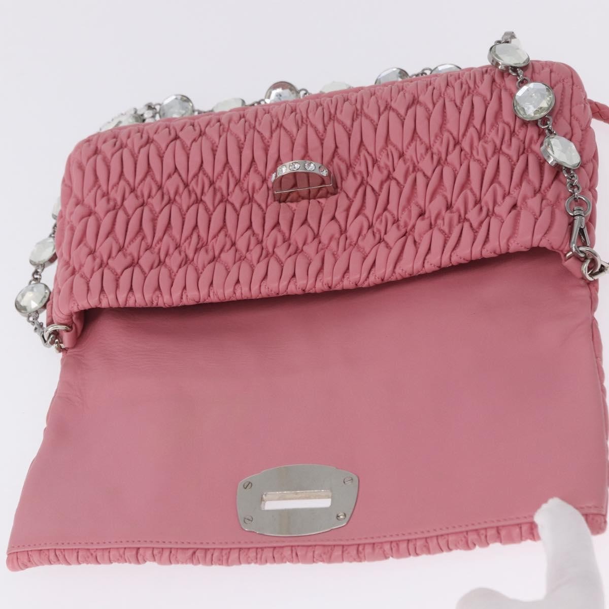 Miu Miu Crystal Clutch Matelasse Leather, Pink, Leather, Handbag