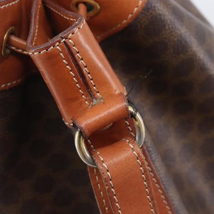 Celine Macadam Shoulder Leather, Brown, Canvas, Crossbody Bag
