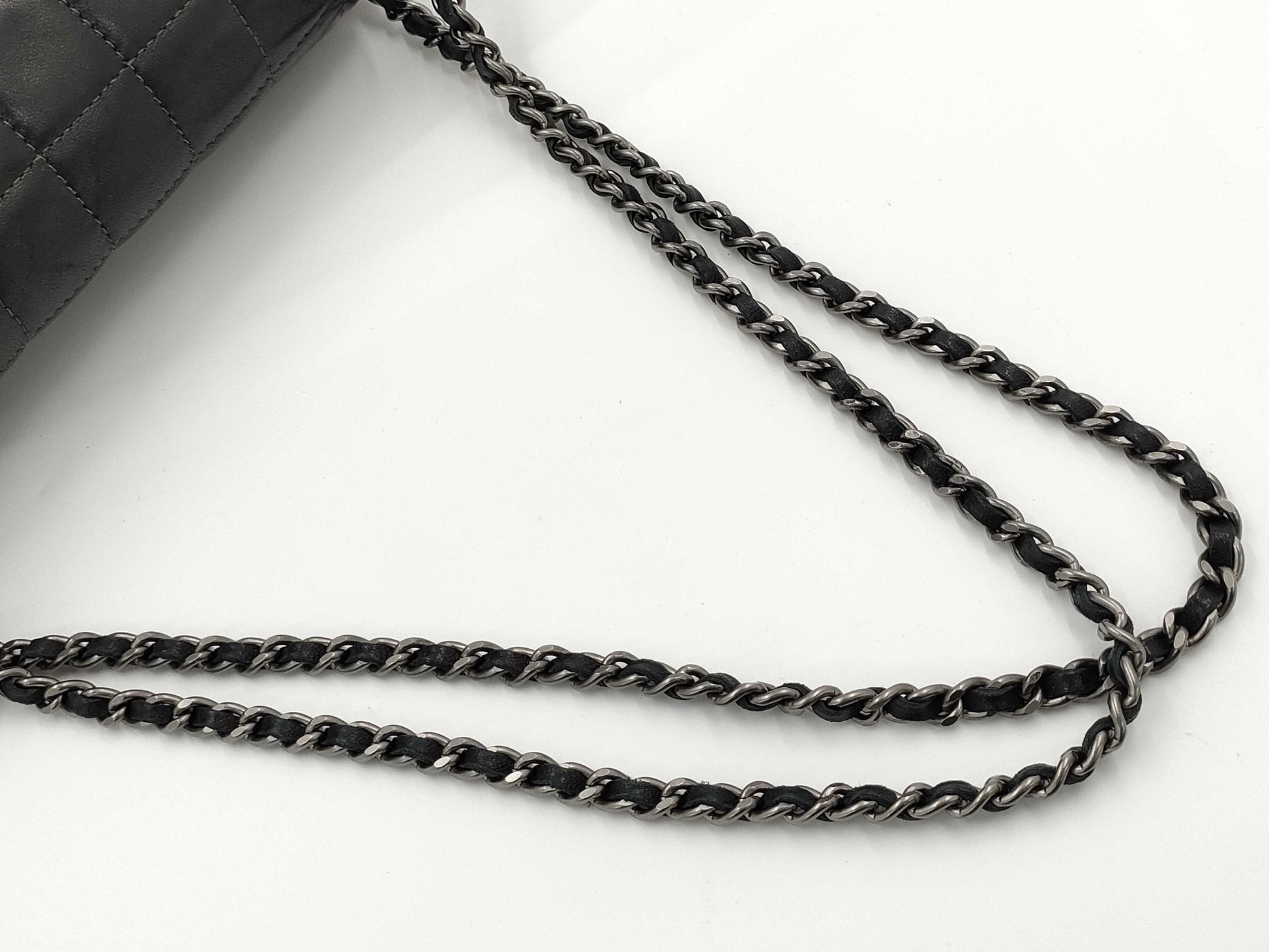 Chanel Chocolate Bar Accordion Reissue Flap Bag Quilted Lambskin with Patent, BLACK, LEATHER, Shoulder bag