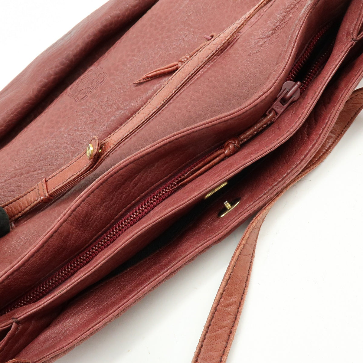 Loewe Anagram Leather, Burgundy, Leather, Tote Bag