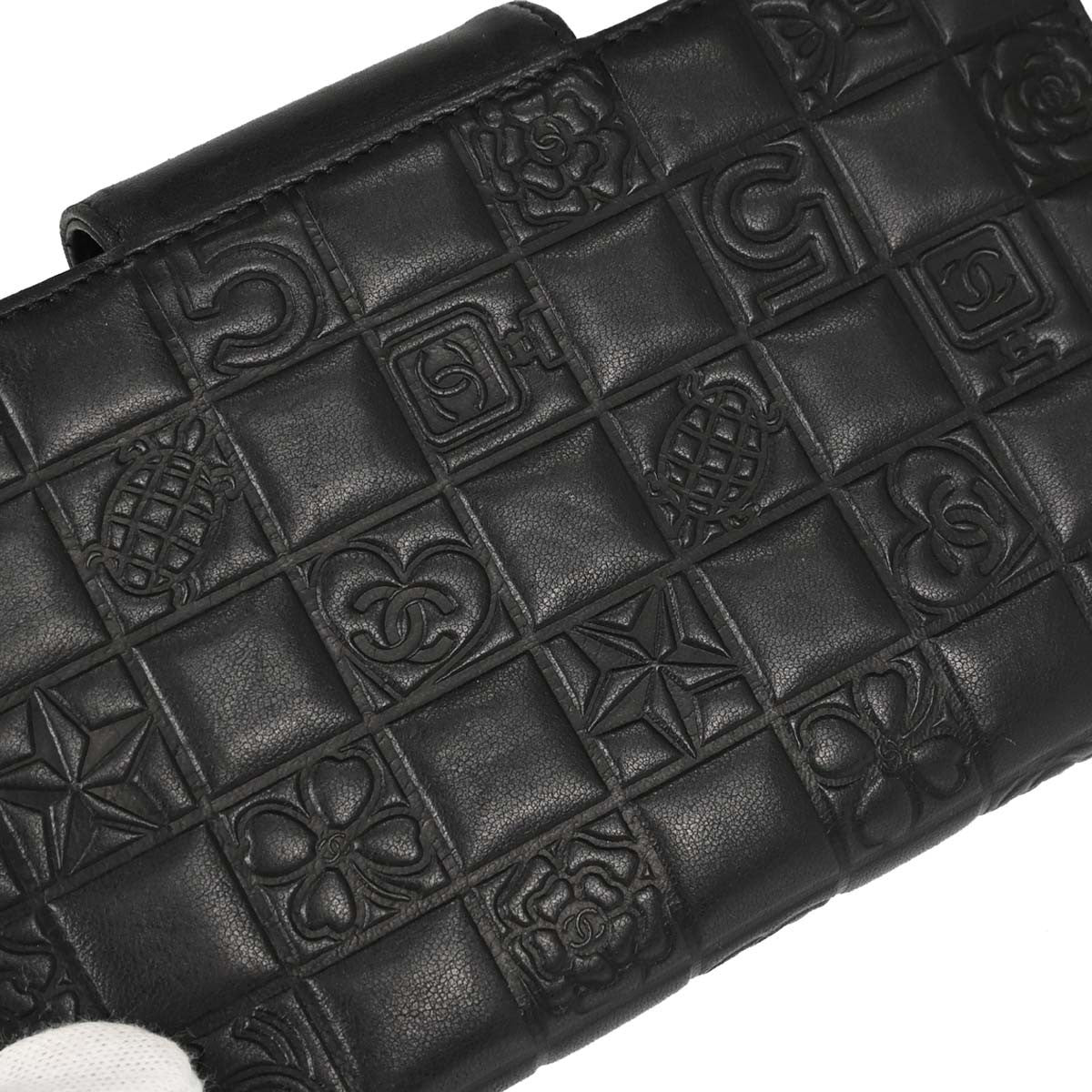 Chanel Lucky Symbols French Embossed Quilted Leather, Black, Leather, Wallet