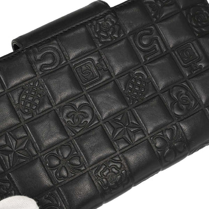 Chanel Lucky Symbols French Embossed Quilted Leather, Black, Leather, Wallet