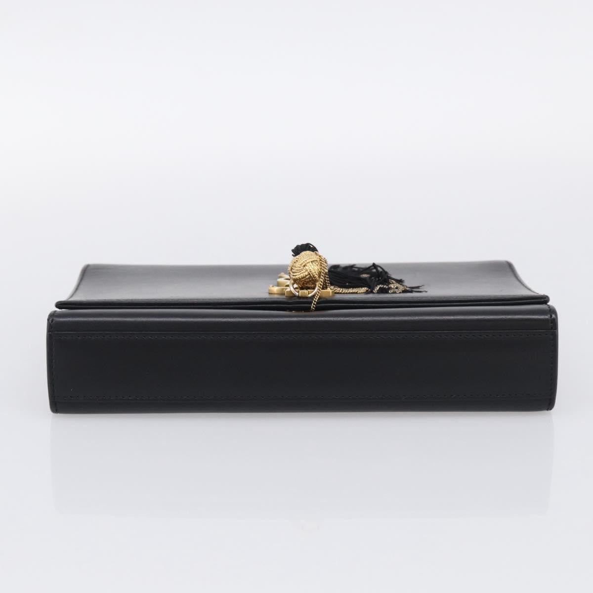 Saint Laurent Classic Monogram Tassel Leather, Black, Leather, Crossbody Bag