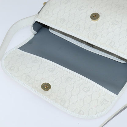 Christian Dior Vintage Honeycomb Flap Coated Canvas, White, Canvas, Wallet